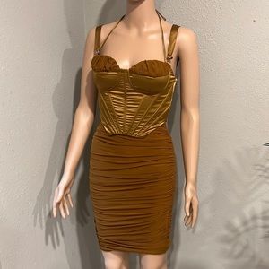 Brown corset  midi  dress